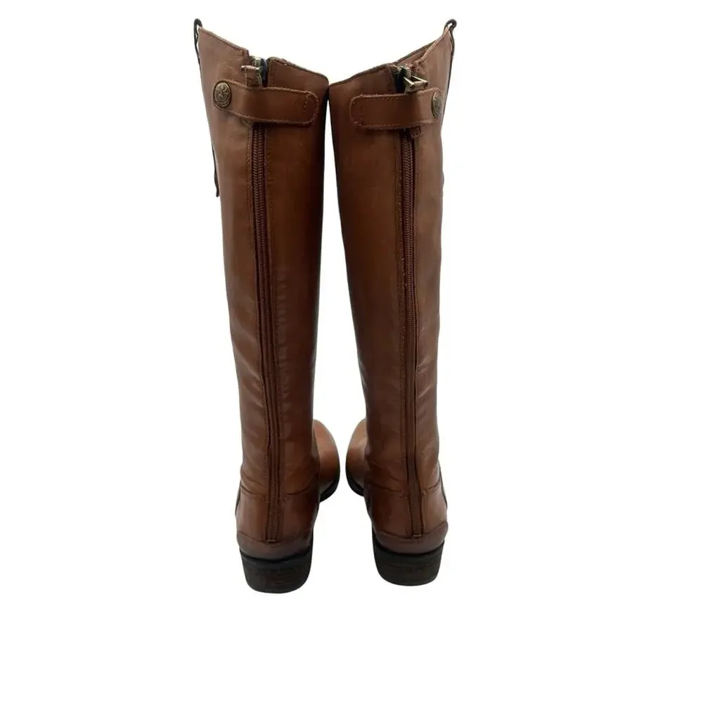 Sam Edelman Penny riding boots women’s whiskey Brown Leather Knee-High Boots - 9